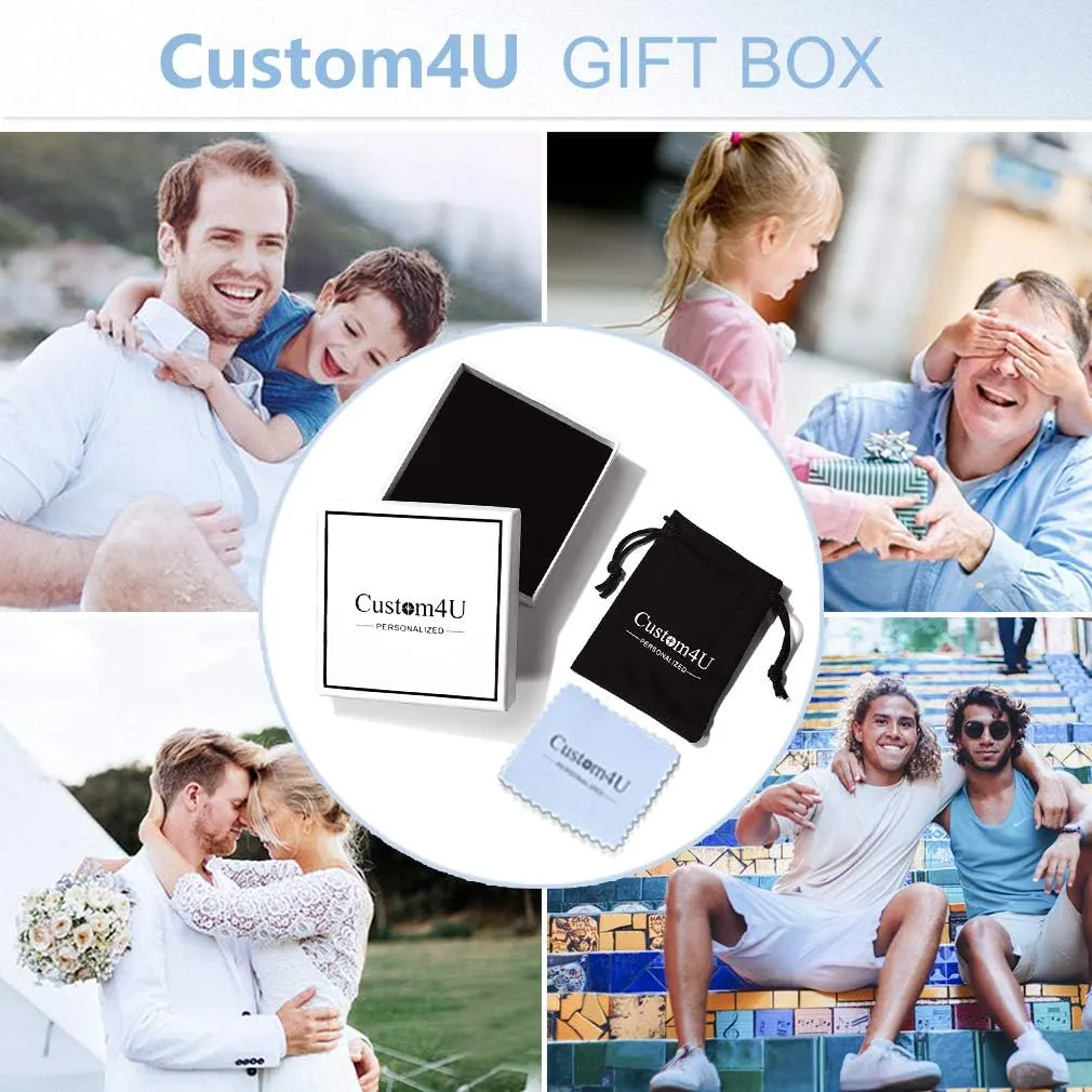 Custom4U Personalized Fathers Day Gifts Rings with Pictures Inside Custom Photo Ring Name Engraving Stainless Steel Signet Ring/Heart Ring Size 7-14 Customized Memorial Jewelry for Dad Men Women