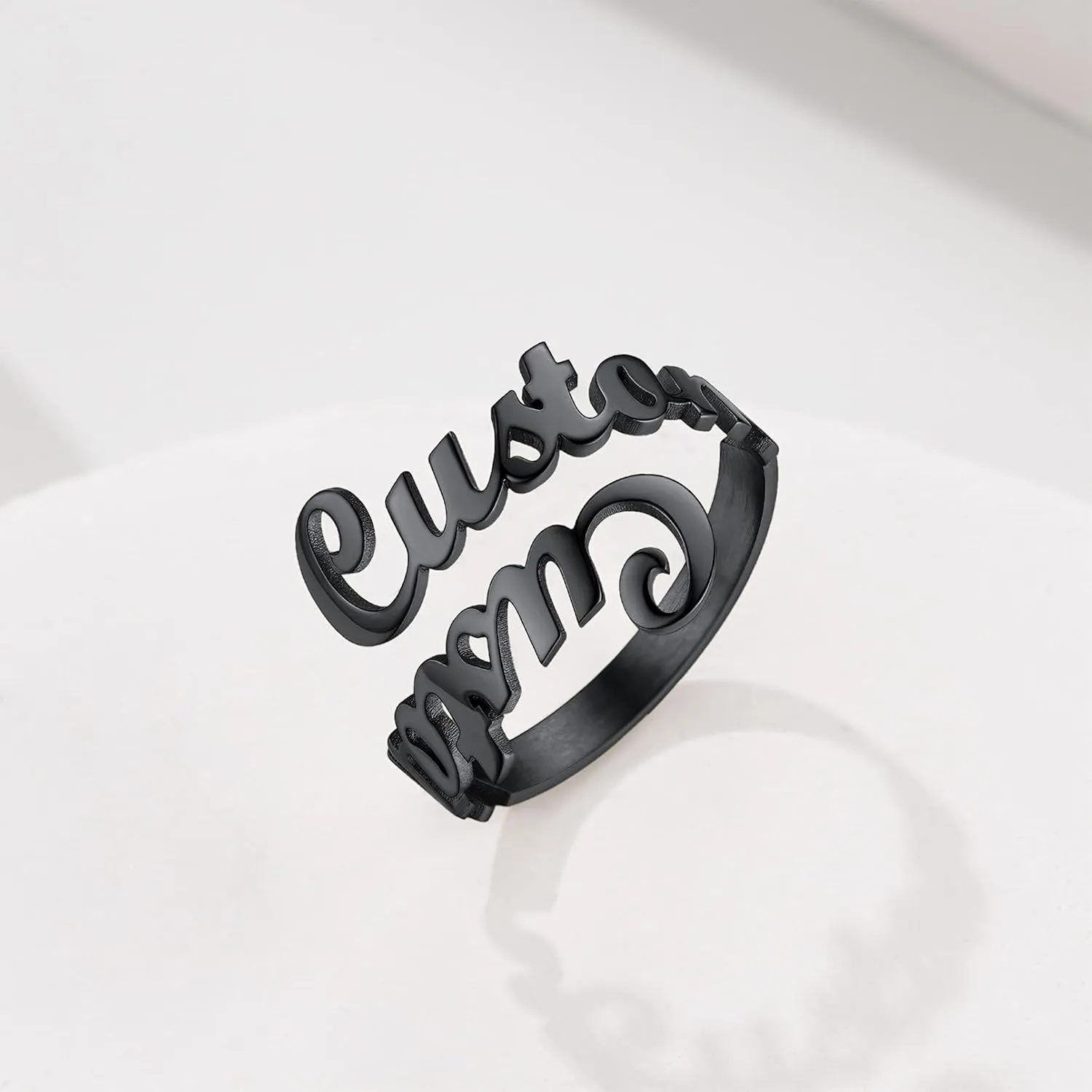 Custom4U Personalized Name Rings/Monogram Initial Ring Engraved,Gold Plated/Sterling Silver/Stainless Steel,Size Adjustable Custom Memorial Jewelry Birthday Mothers Day Gifts for Women