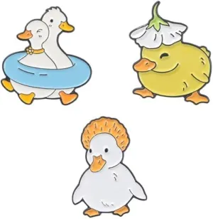 Cute Animals Duck Goose Sports Skateboard Swimming Bicycle Enamel Pin Cartoon Metal Brooches Lapel Badges Gifts