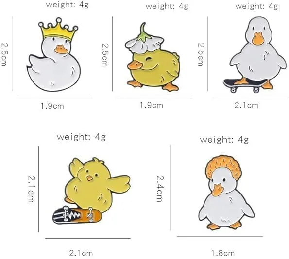 Cute Animals Duck Goose Sports Skateboard Swimming Bicycle Enamel Pin Cartoon Metal Brooches Lapel Badges Gifts