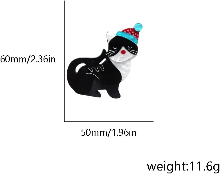 Cute Cat Santa's Hat Christmas Brooch Lapel Pins for Women Girls Funny Cartoon Animal Acrylic Pin Clip for Sweater Scarves Hat Dress Badges Suit Brooches Clothes Accessories Xmas Party Decoration Jewelry Gifts Pet Lover