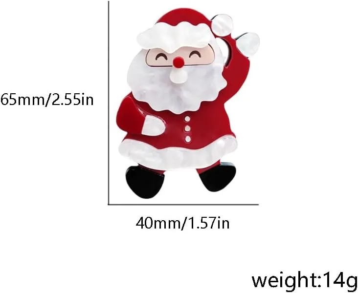 Cute Santa Claus Christmas Brooch Lapel Pins for Women Girls Funny Red White Acrylic Pin Clip Sweater Scarves Hat Dress Badges Brooches Xmas Party Decoration Jewelry Gifts