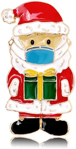Cute Santa Claus Small Christmas Brooch Pin Red White Enamel Pins Lapel Pins Sweater Scarves Hat Dress Badges Brooches Cute Xmas Festive Decoration Jewelry Gifts for Women Girls