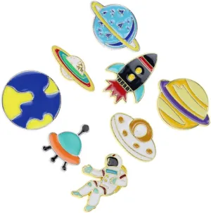 Cute Space Man Brooches Enamel Pins Cartoon for Boys and Girls Lightweight Lapel Pin Set