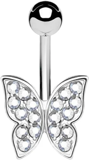 CZ Paved Butterfly Surgical Steel CZ Navel Belly Button Ring Clear Body Unique Jewelry Delicate Design Piercing Steel Surgical For Women