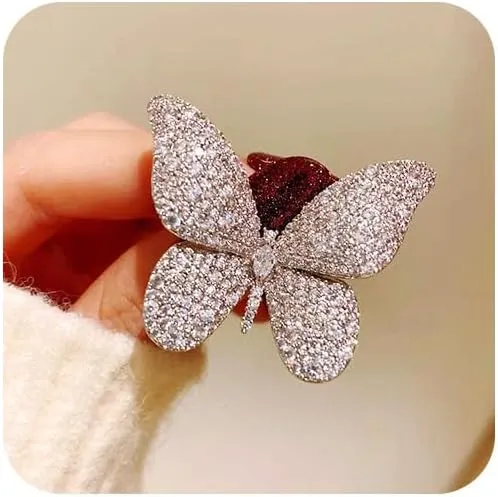 CZ Rhinestone Butterfly Brooch Pin for Women Classic Animal Insect Brooches for Wedding Party Sparkly Crystal Butterfly Suit Jewelry Gifts