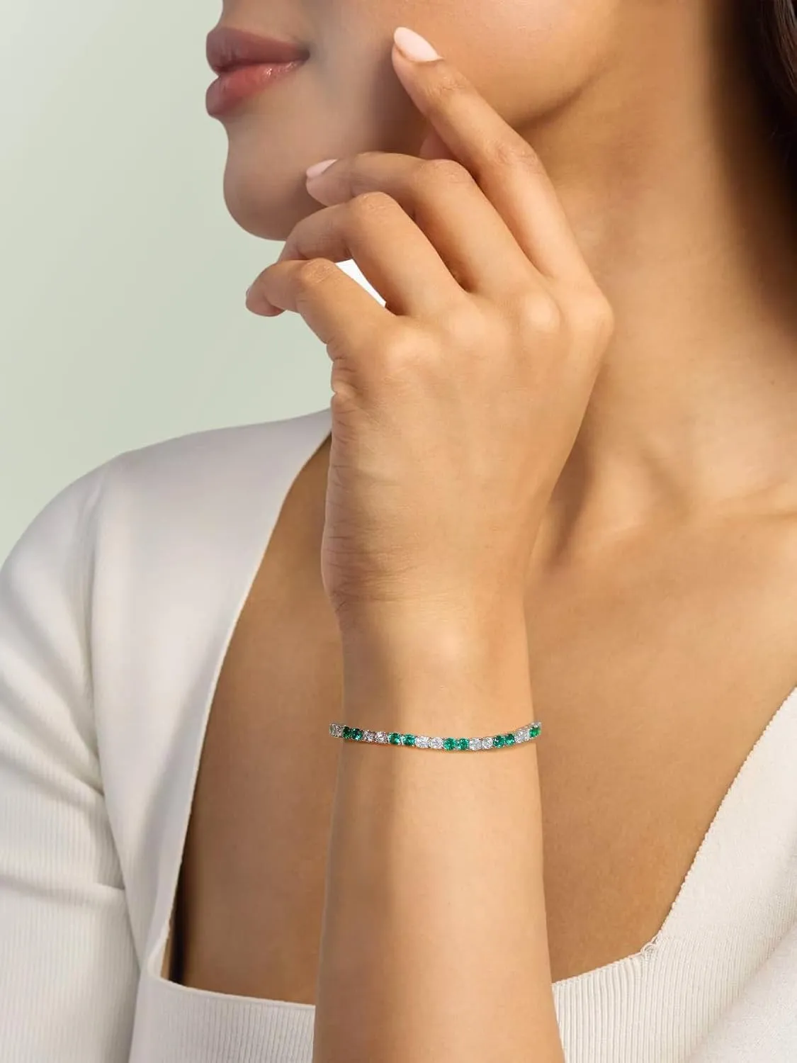 D Color VVS1 Clarity Moissanite and Genuine Sapphire/Emerald Tennis Bracelets for Women 2.22ct-10.45ct, Solid 925 Sterling Silver, Anniversary Wedding Valentines Jewelry for Her, Length 5.9-7.5 Inch(15-19cm)