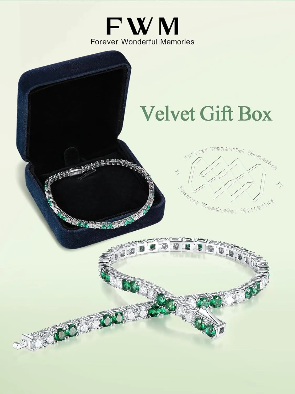 D Color VVS1 Clarity Moissanite and Genuine Sapphire/Emerald Tennis Bracelets for Women 2.22ct-10.45ct, Solid 925 Sterling Silver, Anniversary Wedding Valentines Jewelry for Her, Length 5.9-7.5 Inch(15-19cm)