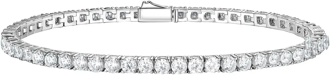 D Color VVS1 Clarity Moissanite and Genuine Sapphire/Emerald Tennis Bracelets for Women 2.22ct-10.45ct, Solid 925 Sterling Silver, Anniversary Wedding Valentines Jewelry for Her, Length 5.9-7.5 Inch(15-19cm)