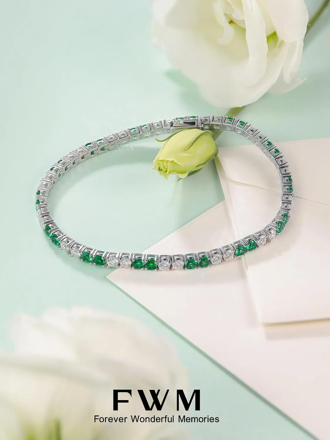 D Color VVS1 Clarity Moissanite and Genuine Sapphire/Emerald Tennis Bracelets for Women 2.22ct-10.45ct, Solid 925 Sterling Silver, Anniversary Wedding Valentines Jewelry for Her, Length 5.9-7.5 Inch(15-19cm)