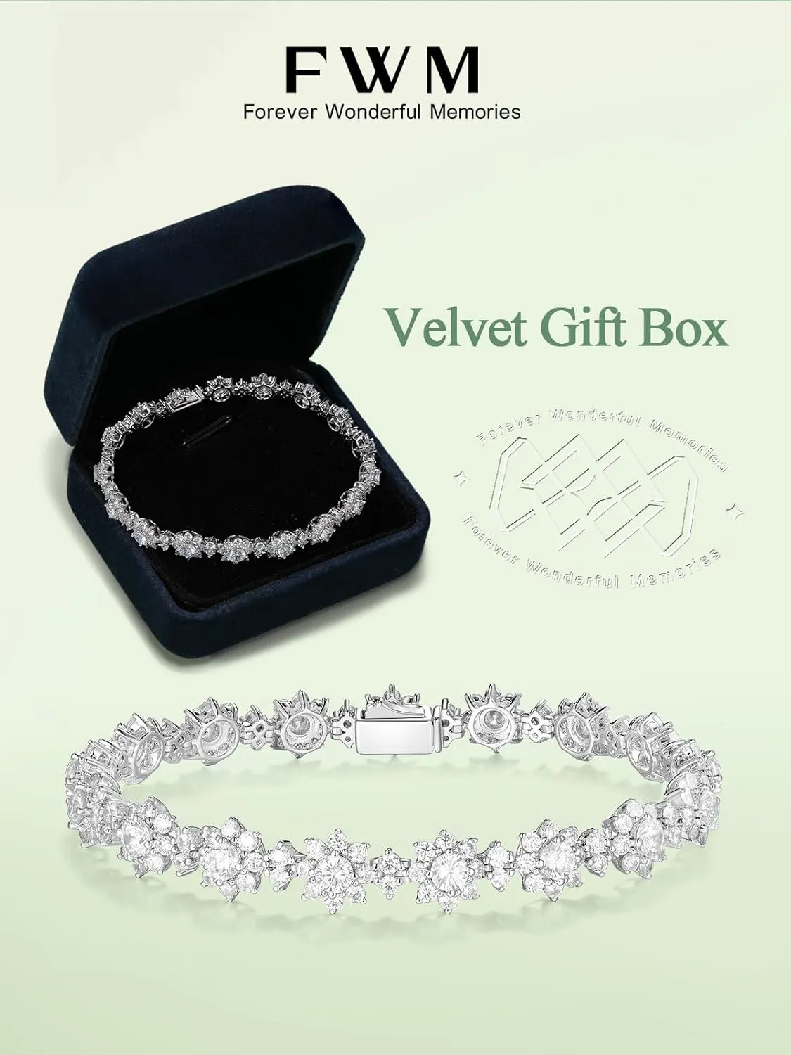 D Color VVS1 Clarity Moissanite and Genuine Sapphire/Emerald Tennis Bracelets for Women 2.22ct-10.45ct, Solid 925 Sterling Silver, Anniversary Wedding Valentines Jewelry for Her, Length 5.9-7.5 Inch(15-19cm)
