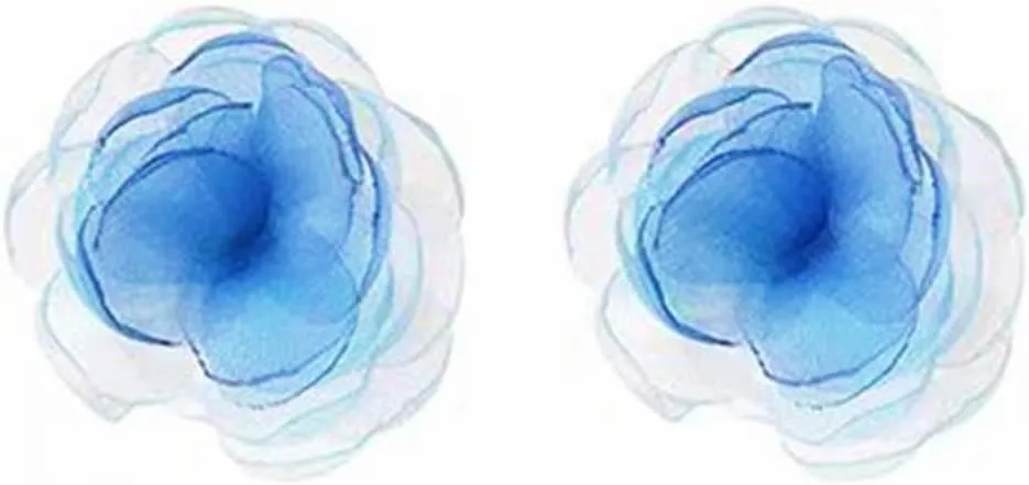 Dainty Fabric Flower Stud Earrings for Women Girls 925 Sterling Silver Post Hypoallergenic Lightweight Big Wedding Floral Statement Earrings Elegant Holiday Party Jewelry Gifts