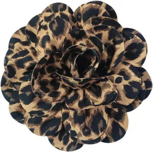 Dainty Fabric Leopard Rose Flower Large Brooch Lapel Pins Handmade Big Flower Brooches Pin Classic for Women Wedding Party Dance Banquet Dress Suit Clothes Accessories Jewelry Gifts 190mm