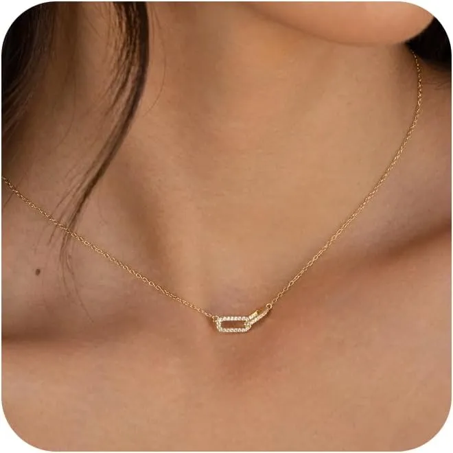 Dainty Gold Necklace for Women, Gold Cross necklace 14K Gold Plated Paperclip Pendant Necklace Cute Gold CZ Heart Pendant Necklace Simple Gold Choker Necklaces for Women Gold Jewelry Gifts