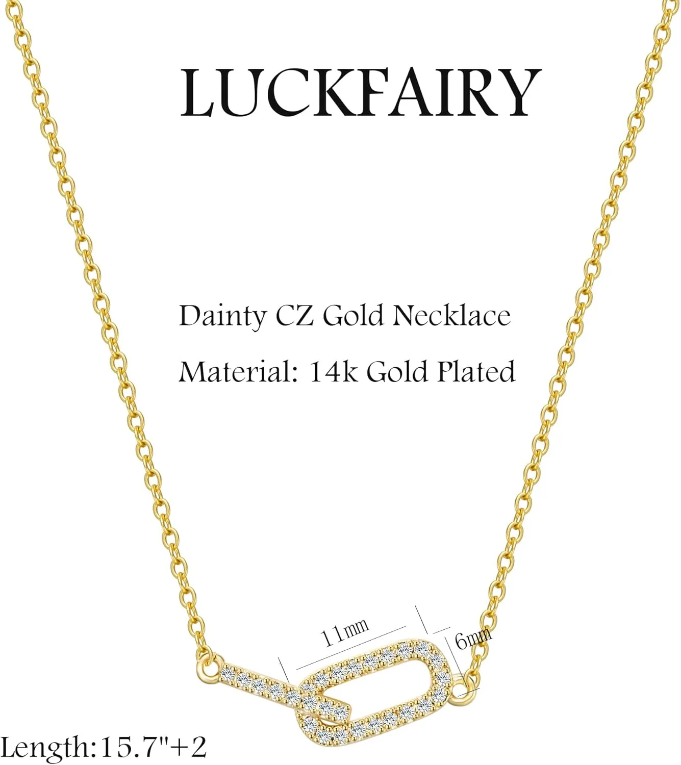 Dainty Gold Necklace for Women, Gold Cross necklace 14K Gold Plated Paperclip Pendant Necklace Cute Gold CZ Heart Pendant Necklace Simple Gold Choker Necklaces for Women Gold Jewelry Gifts