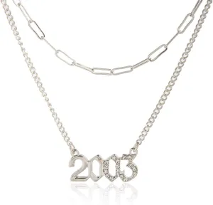 Dainty Layered Choker Necklace Crystal Necklaces Birth Year Number Charm Pendant Necklace for Women Girls Birthday Gift Friedship Jewelry 18K Gold Plated/Silver,1996-2005