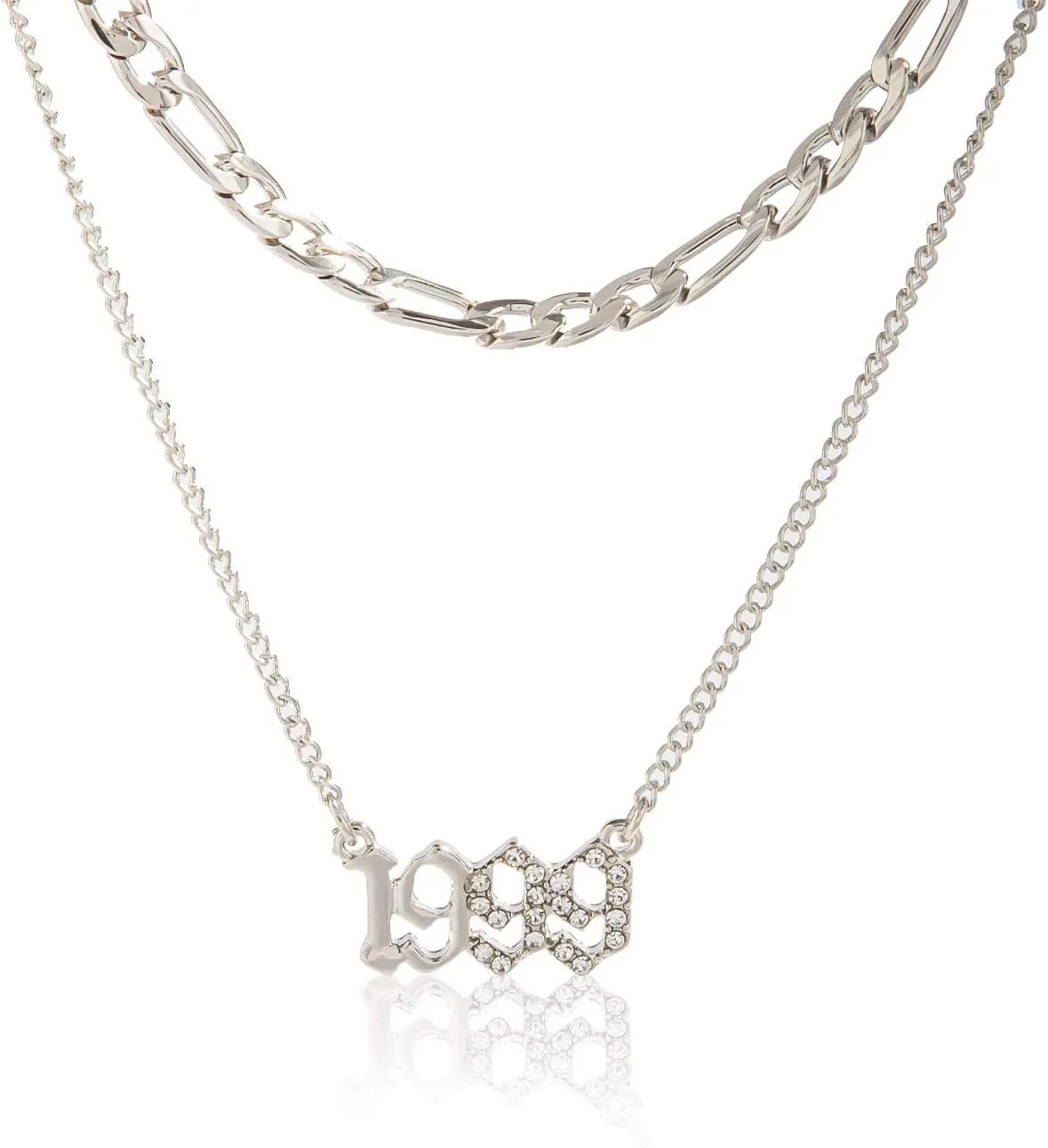 Dainty Layered Choker Necklace Crystal Necklaces Birth Year Number Charm Pendant Necklace for Women Girls Birthday Gift Friedship Jewelry 18K Gold Plated/Silver,1996-2005