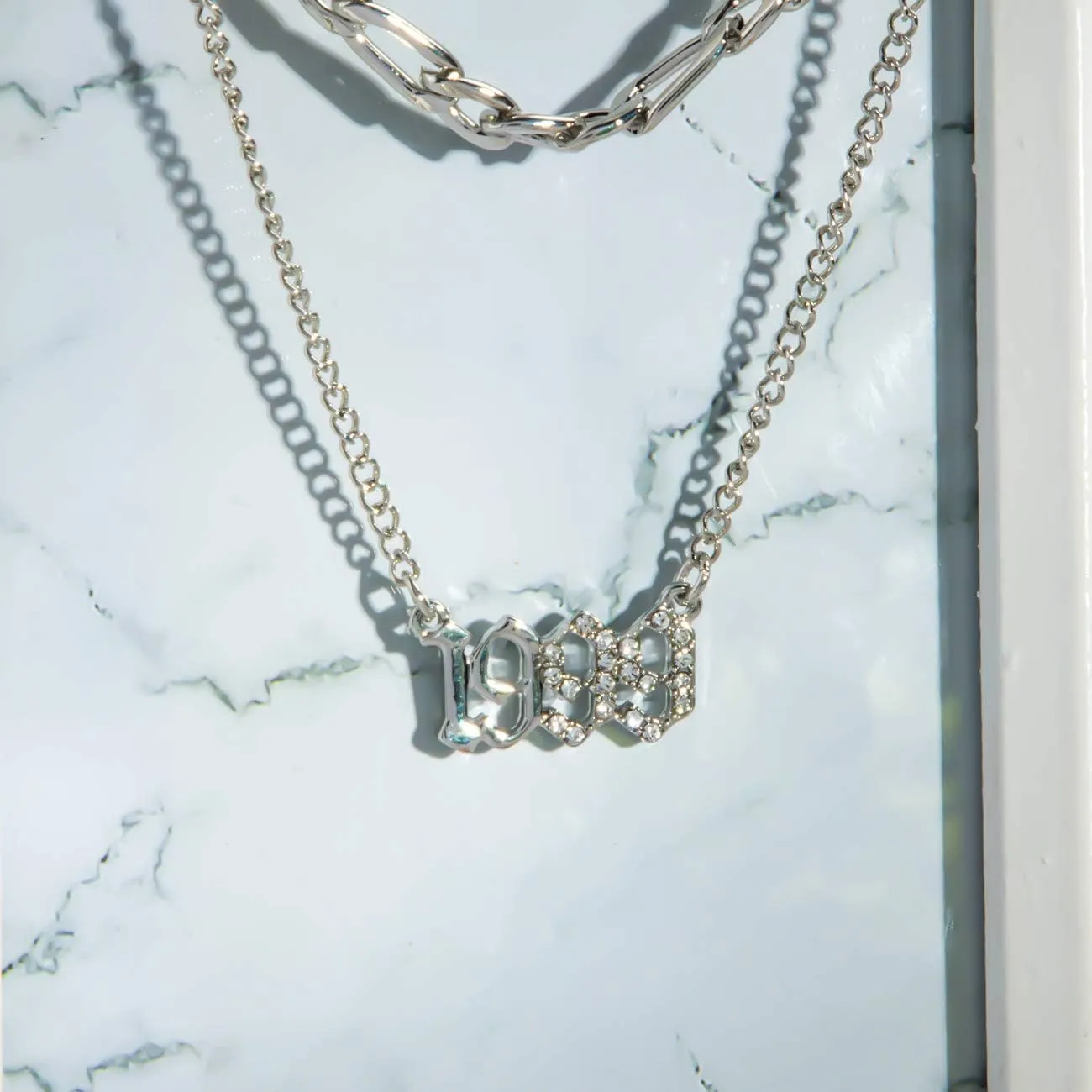 Dainty Layered Choker Necklace Crystal Necklaces Birth Year Number Charm Pendant Necklace for Women Girls Birthday Gift Friedship Jewelry 18K Gold Plated/Silver,1996-2005
