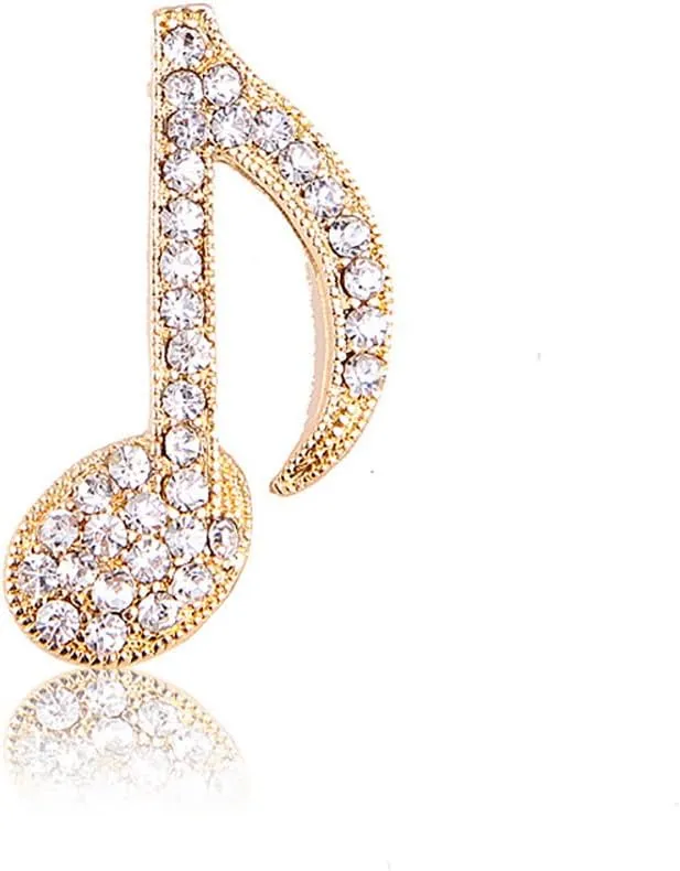 Dainty Music Note Collar Brooch Pin for Women Teen Girls Crystal Cubic Zirconia Clef Musician Pins Clip Lapel Sweater Coat Dress Suit Jackets Badges Brooches Pins Cute Jewelry