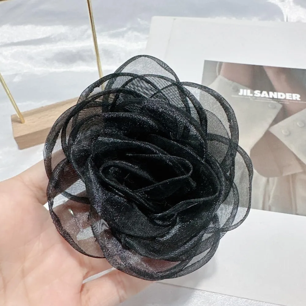Dainty Rose Flower Brooches Pins Delicate Large Lace Flowers Brooch Classic for Wedding Party Dance Banquet for Women Ladies Elegant Lapel Pin Dress Suit Clothes Accessories Jewelry Valentine's Day Gifts 100mm