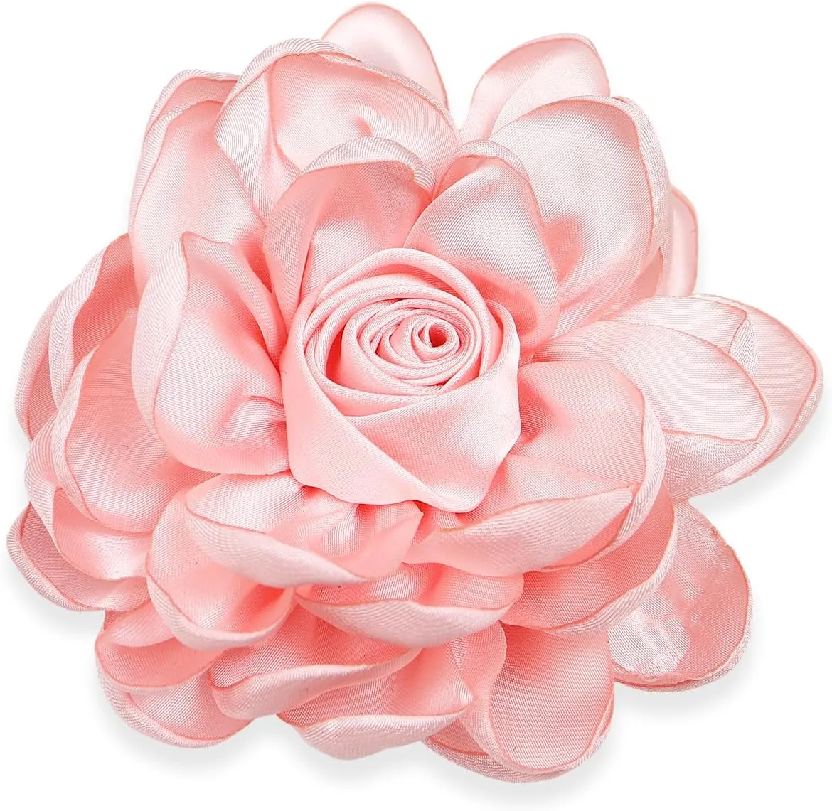 Dainty Satin Rose Flower Brooch Pins for Women Delicate Large Camellia Pins Shawl Clips Duckbill Clips Wedding Prom Banquet Party Jewelry Gift
