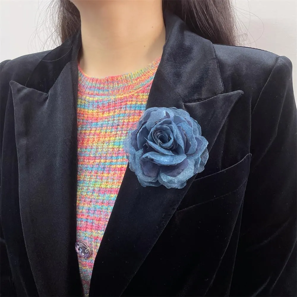 Dainty Silk Camellia Flower Large Brooch Lapel Pin Handmade Fabric Rose Flower Brooches Pin Classic for Women Wedding Party Dance Banquet Dress Suit Clothes Accessories Jewelry Gifts H0847