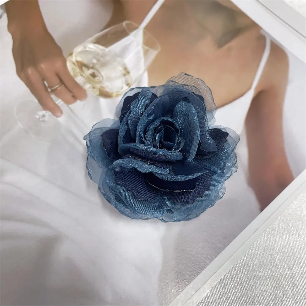 Dainty Silk Camellia Flower Large Brooch Lapel Pin Handmade Fabric Rose Flower Brooches Pin Classic for Women Wedding Party Dance Banquet Dress Suit Clothes Accessories Jewelry Gifts H0847