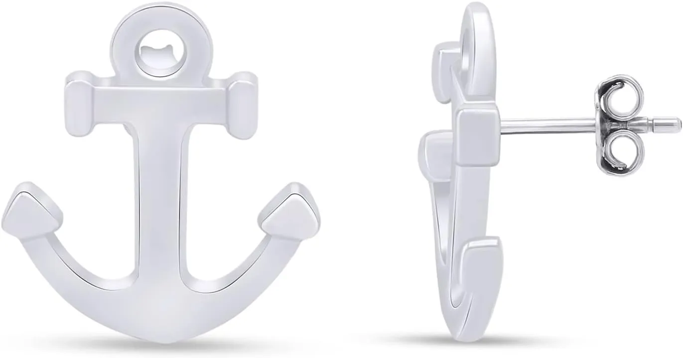 Dainty Tiny Cross Anchor Fine Stud Earrings In 14k Gold Over Sterling Silver | Minimalist, Delicate Jewelry For Her Women
