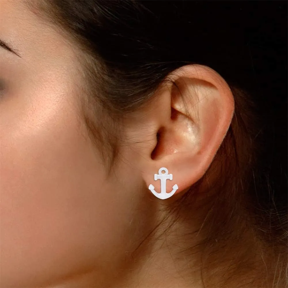 Dainty Tiny Cross Anchor Fine Stud Earrings In 14k Gold Over Sterling Silver | Minimalist, Delicate Jewelry For Her Women