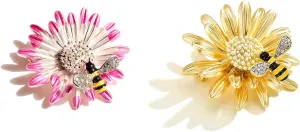 Daisy Sunflower Brooches Daisy Flower Enamel Brooch Pin Broach Decoration Gift Enamel Crystal Flower Honey Bee Delicated Scarf Brooch Pin Accessories Jewelry for Women Girls