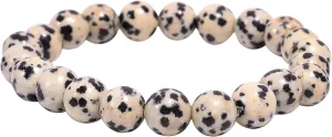 Dalmatian Jasper Round Smooth Beads 8 mm Stretrchable Bracelet SB-9 For Woman,Man,Gift,Friendshipband