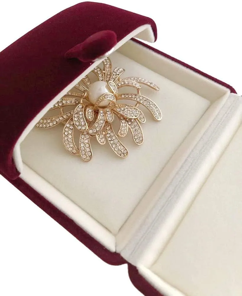 Dark Red Maroon Premium Quality Velvet Jewelry Box Present Case for Brooch Pin Wedding Birthday Present Packaging