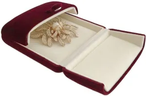 Dark Red Maroon Premium Quality Velvet Jewelry Box Present Case for Brooch Pin Wedding Birthday Present Packaging