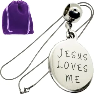 Dave The Bunny Jesus Necklace - Jesus Loves You Metal Alloy Charm on Stainless Steel Snake Chain, Ideal Jesus Necklaces for Women Makes Great Jesus Stuff and Nice Jesus Merch