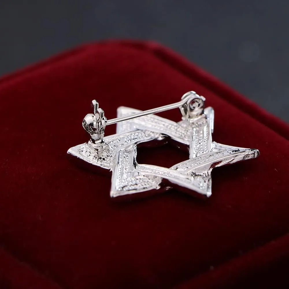 Delicate Full Crystal Star of David Brooch Pin Rhinestone Star Bouquet Brooch Lapel Pin Wedding Party Jewelry Gift