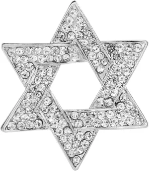 Delicate Full Crystal Star of David Brooch Pin Rhinestone Star Bouquet Brooch Lapel Pin Wedding Party Jewelry Gift