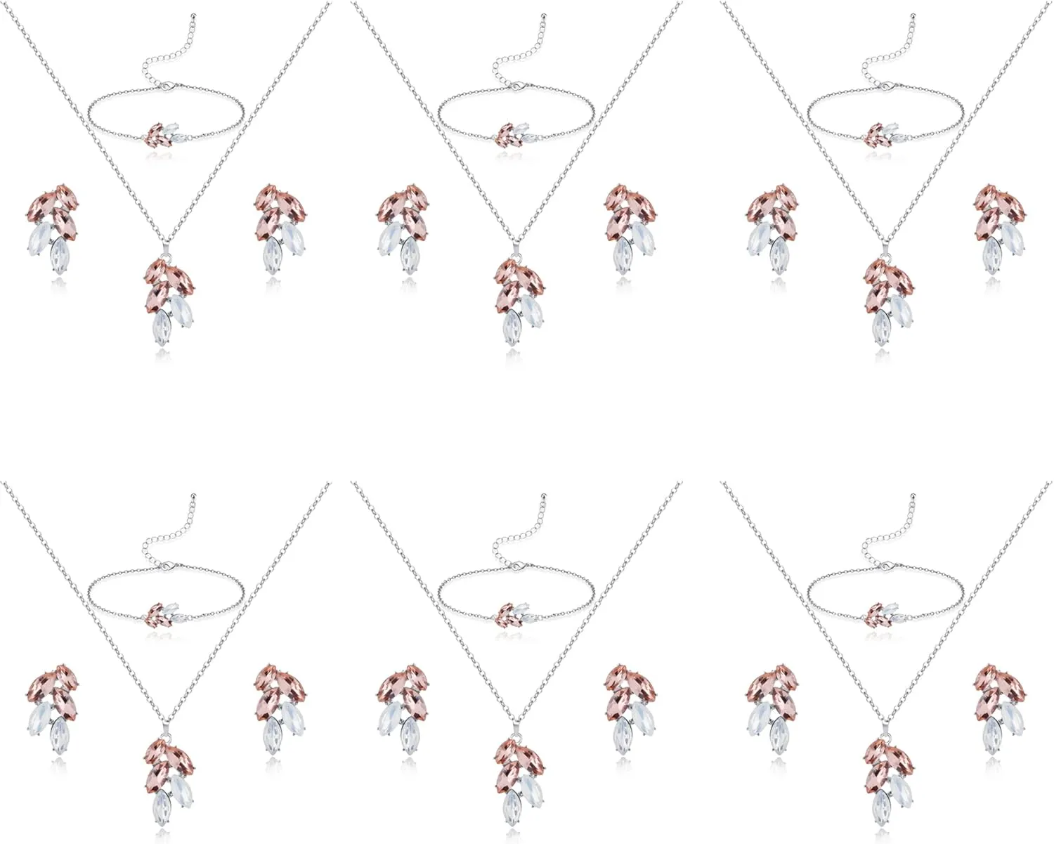 DHQH Bridesmaid Earrings Necklace Set Proposal Gifts Set for Women Leaf Pendant Necklace set of 4/6 Wedding Jewelry