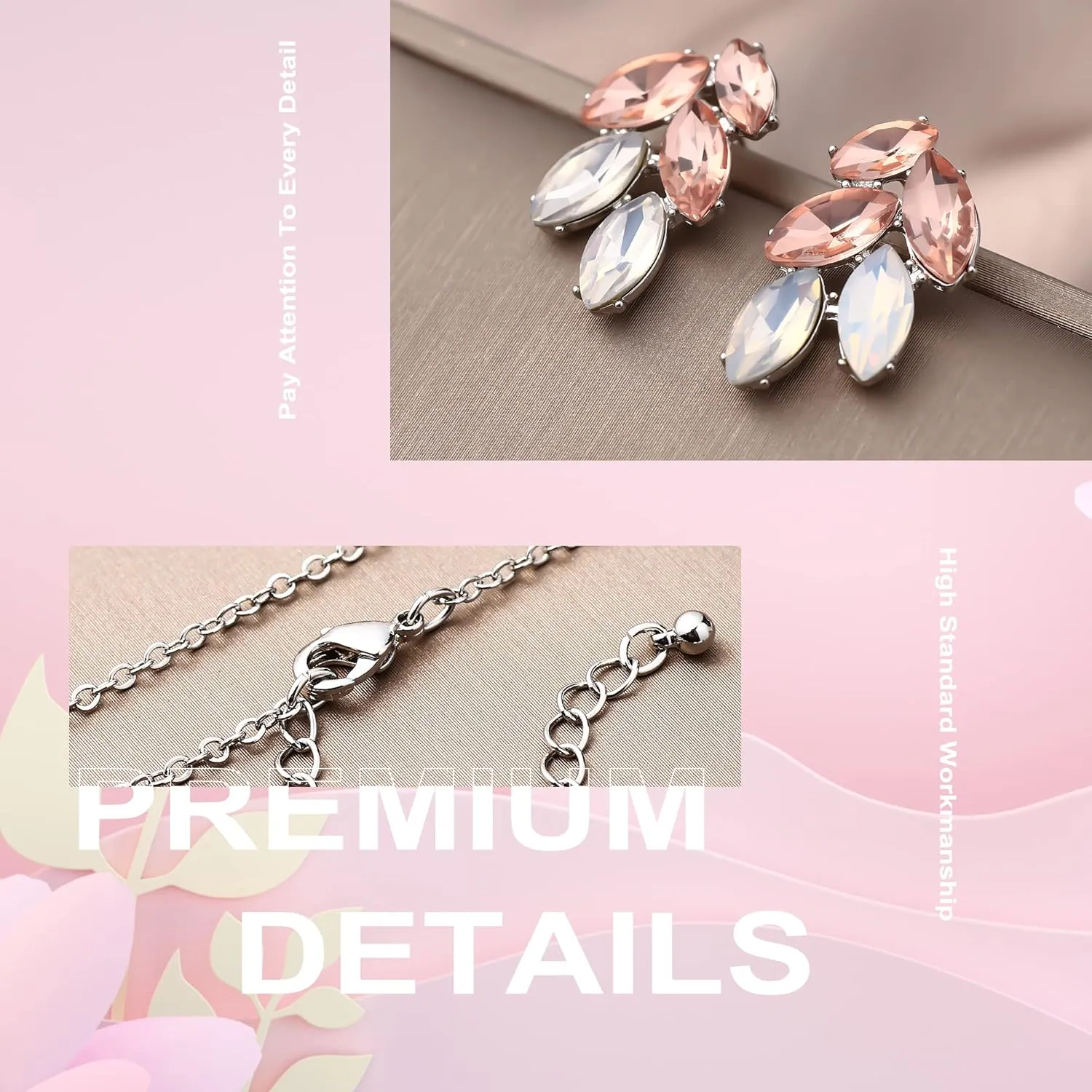 DHQH Bridesmaid Earrings Necklace Set Proposal Gifts Set for Women Leaf Pendant Necklace set of 4/6 Wedding Jewelry