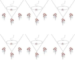 DHQH Bridesmaid Earrings Necklace Set Proposal Gifts Set for Women Leaf Pendant Necklace set of 4/6 Wedding Jewelry