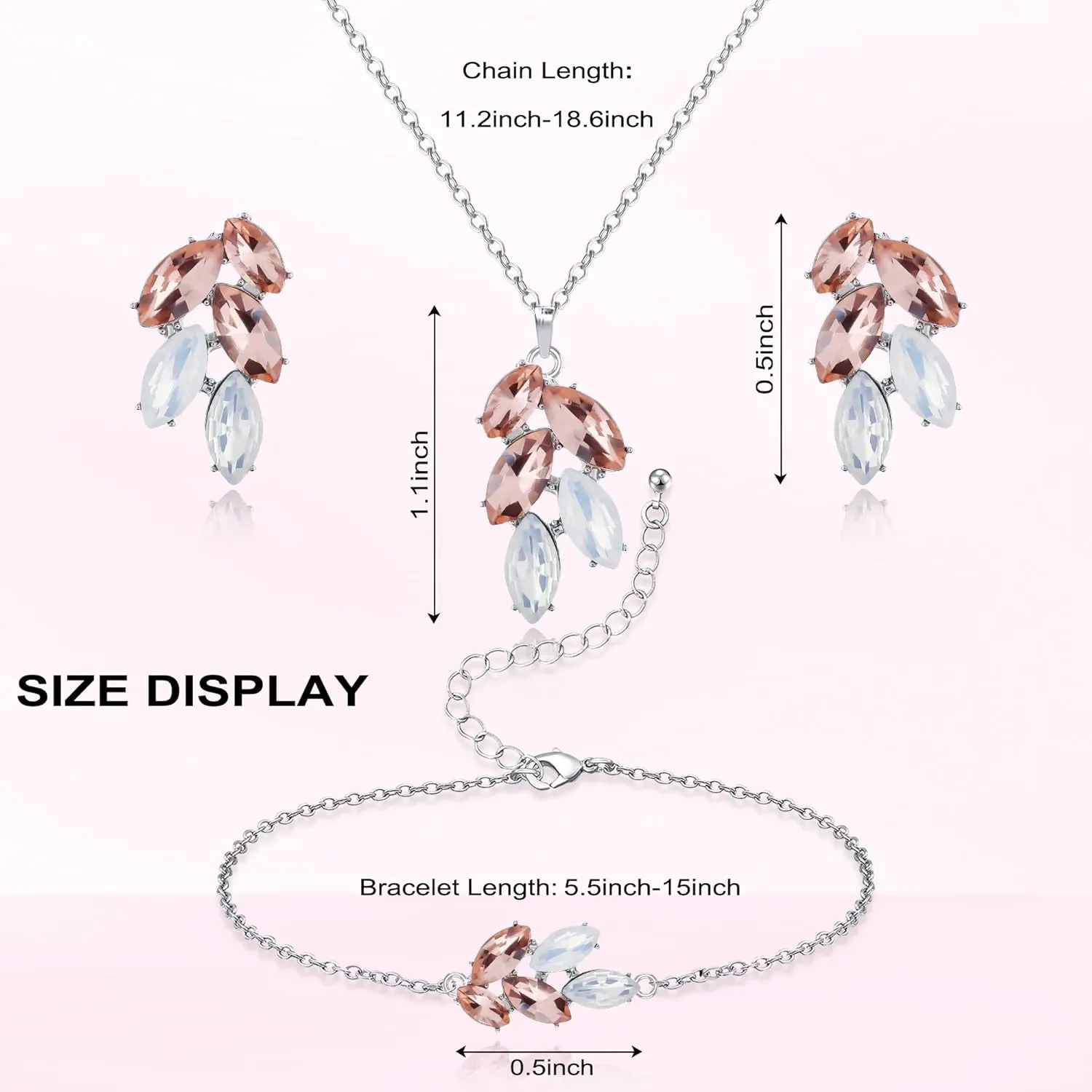 DHQH Bridesmaid Earrings Necklace Set Proposal Gifts Set for Women Leaf Pendant Necklace set of 4/6 Wedding Jewelry