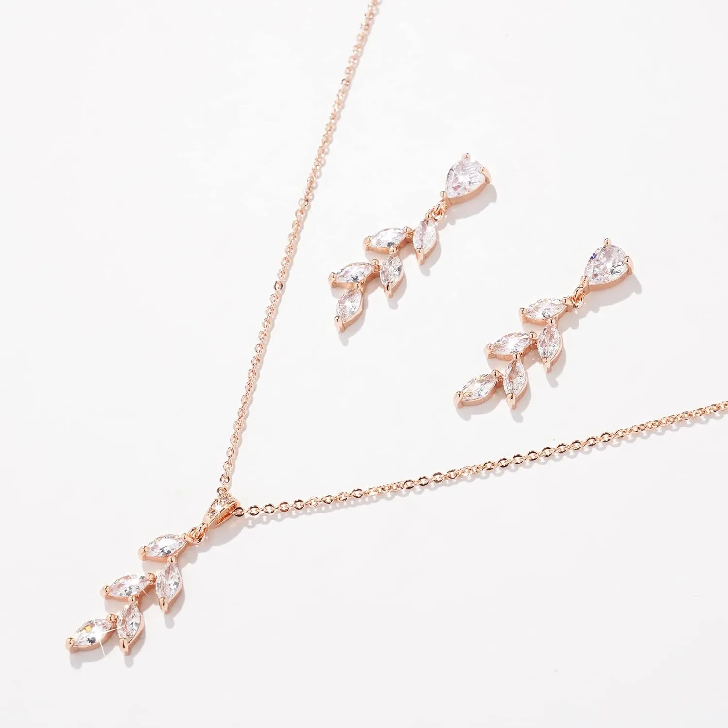 DHQH Bridesmaid Necklace Earrings Set Gifts I Couldn't Say I DO Without You Cubic Zirconia Leaf Pendant Necklace Bridesmaid Proposal Gift Set of 4 6