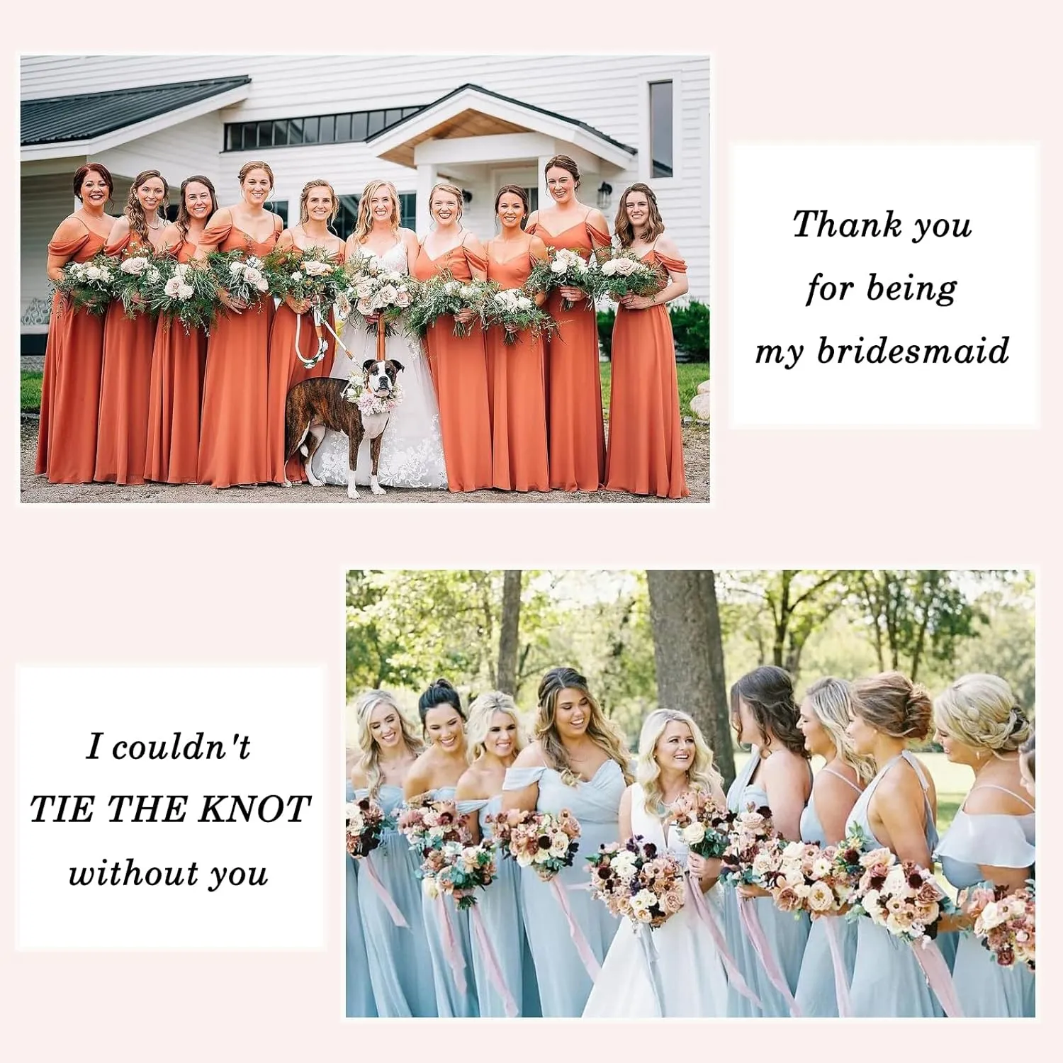 DHQH Bridesmaid Necklace Earrings Set Gifts I Couldn't Say I DO Without You Cubic Zirconia Leaf Pendant Necklace Bridesmaid Proposal Gift Set of 4 6