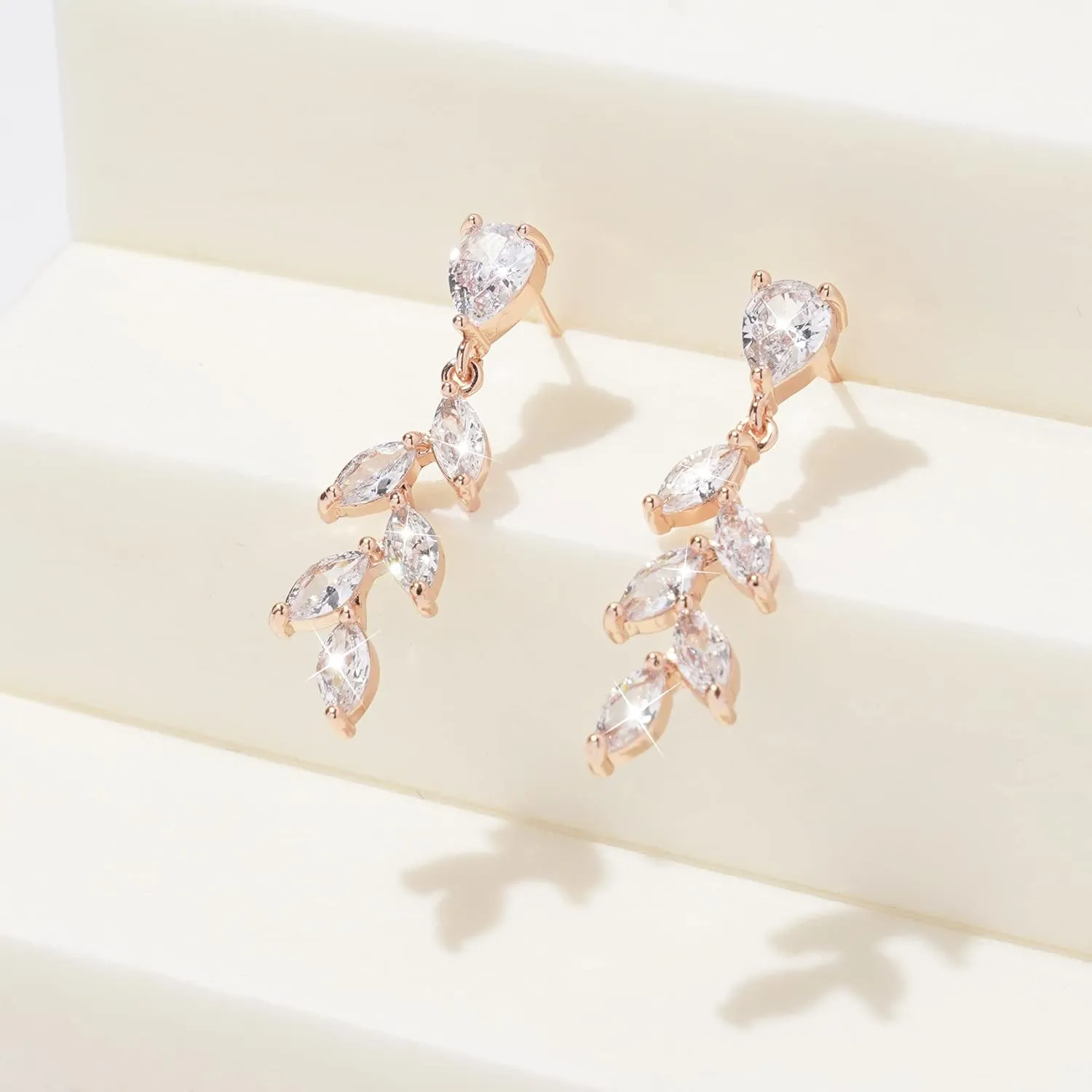 DHQH Bridesmaid Necklace Earrings Set Gifts I Couldn't Say I DO Without You Cubic Zirconia Leaf Pendant Necklace Bridesmaid Proposal Gift Set of 4 6