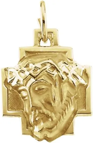 Diamond2Deal 14k Yellow Gold 12x12 mm Face of Jesus Pendant Fine Jewelry for Women