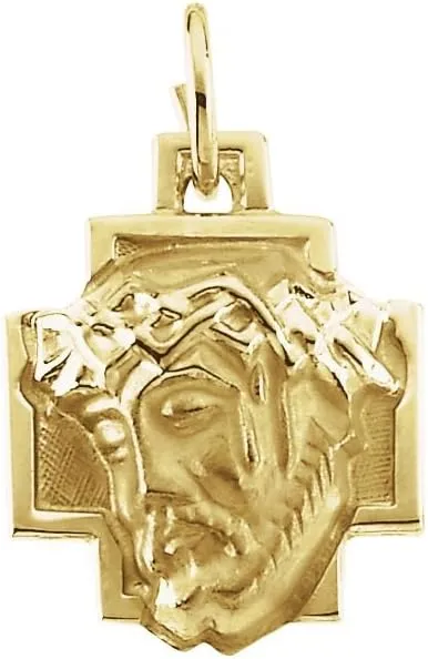 Diamond2Deal 14k Yellow Gold 12x12 mm Face of Jesus Pendant Fine Jewelry for Women