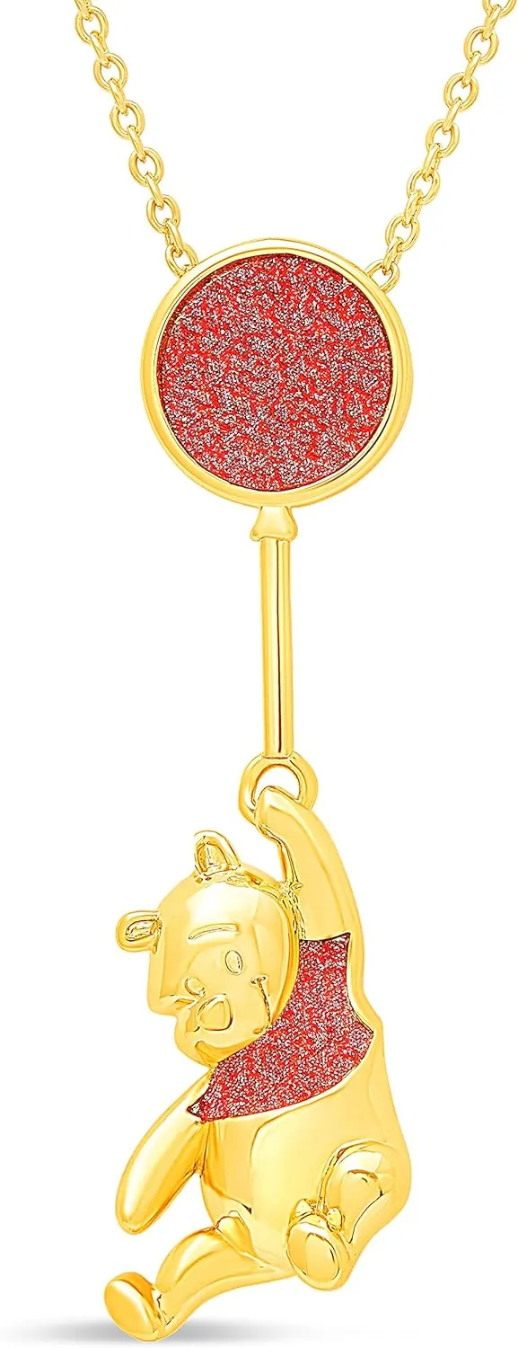Disney Winnie The Pooh Necklace Official License 18" - 18k Gold Flash-Plated Necklace with Pooh Bear Pendant