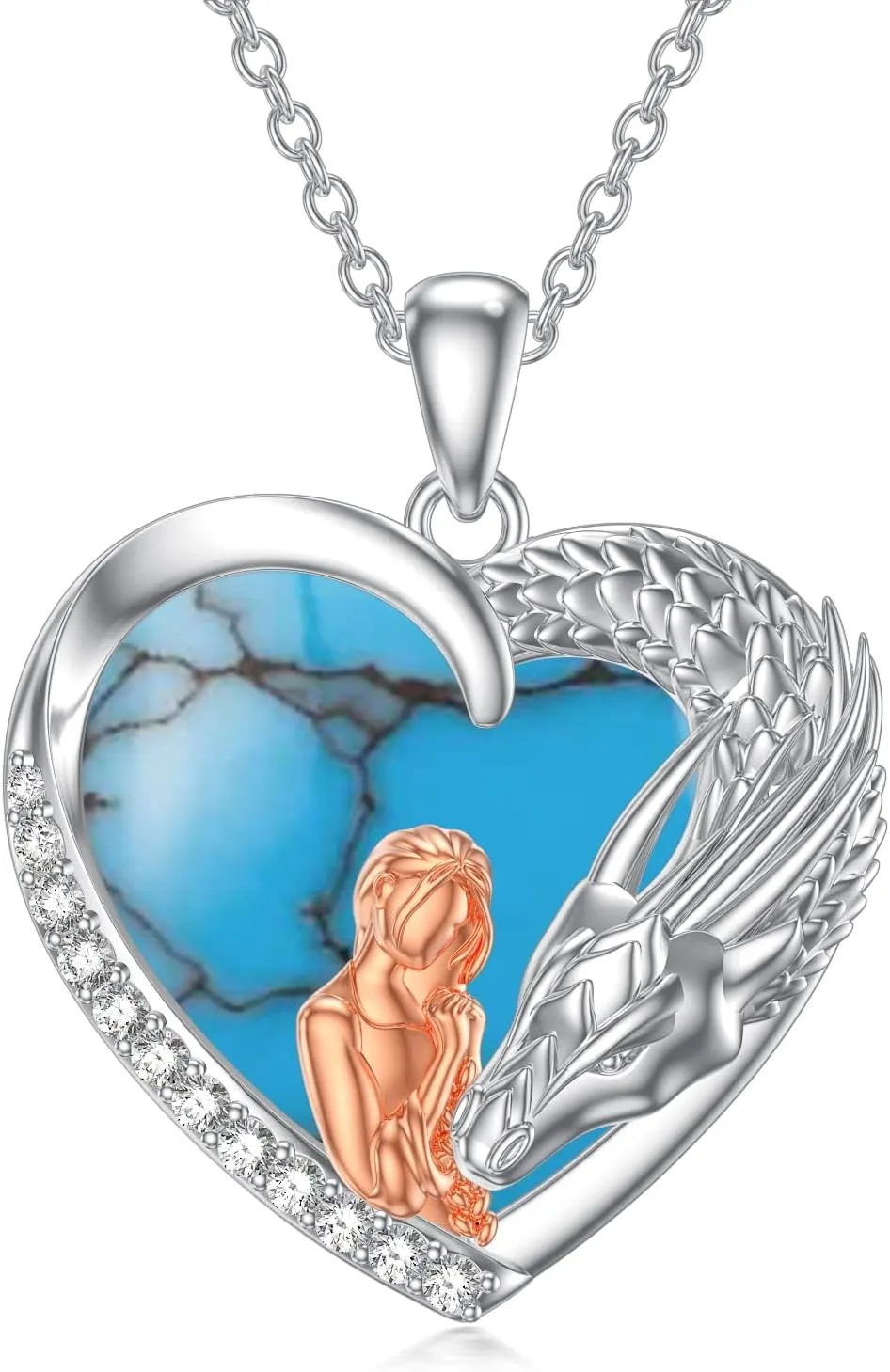Dragon Necklace 925 Sterling Silver Natural Gemstone Dragon Pendant Jewelry Gift for Wife Mom for Birthday Anniversary Valentines