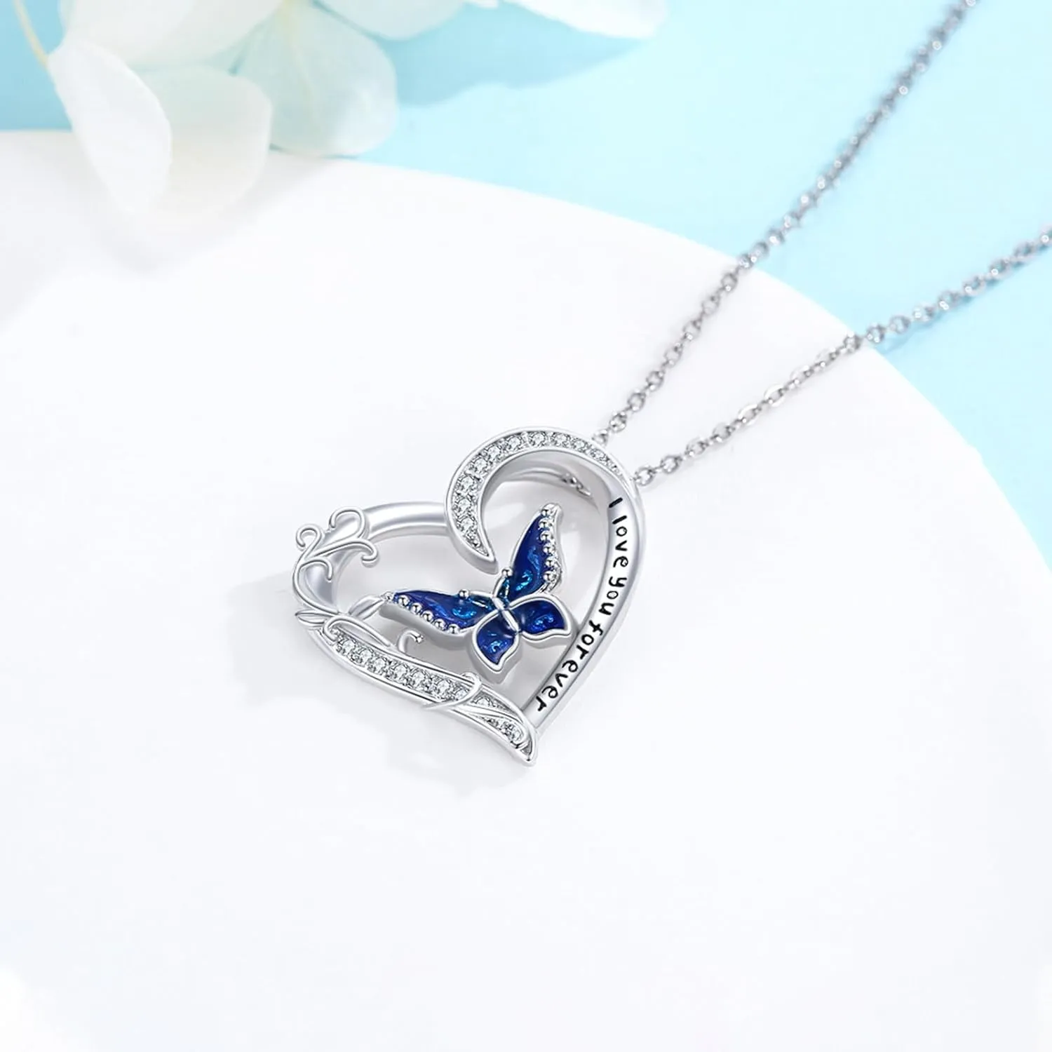 Dragonfly/Butterfly Filigree Necklace 925 Sterling Silver Teardrop Moonstone Pendant Necklace Heart Celtic Moon Jewelry Irish Gifts for Women Mother's Day