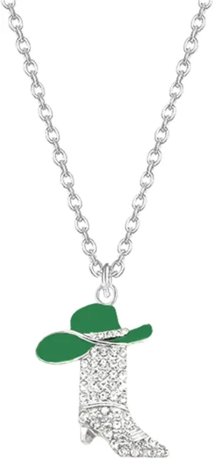 Dreuyet Charm Cowgirl Boots Pendant Necklace for Women Dainty Luck Rhinestones Enamel Western Boots Necklaces Vintage Boho Hat Choker Necklace Western Style Jewelry Gifts
