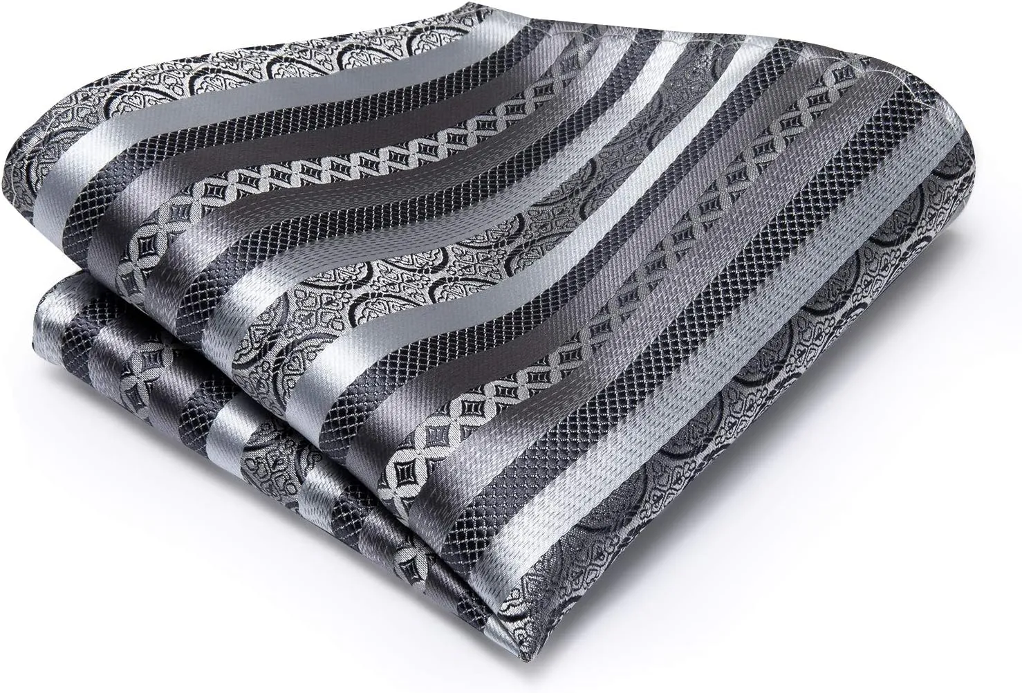 Dubulle Mens Paisley Striped Tie and Handkerchief Cufflinks Tie Set for Men Wedding Business Formal